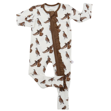 Girls Ruffle Quail Zipper Romper