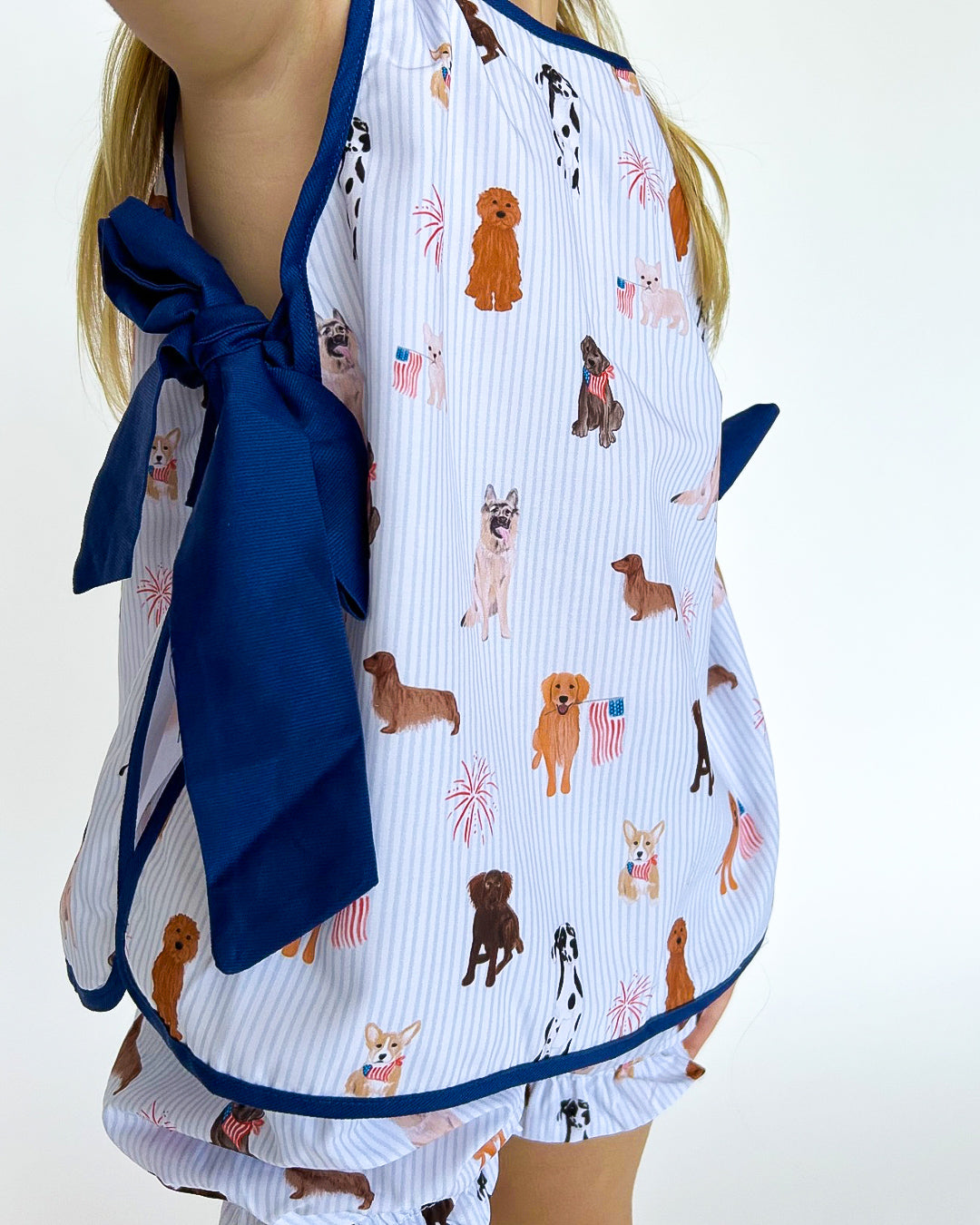 Girls Patriotic Pup Tie Bloomer Set
