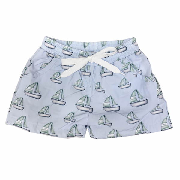 Boys Sailboat  Swim Trunks