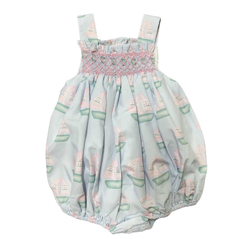 Girls Sailboat Smocked Bubble
