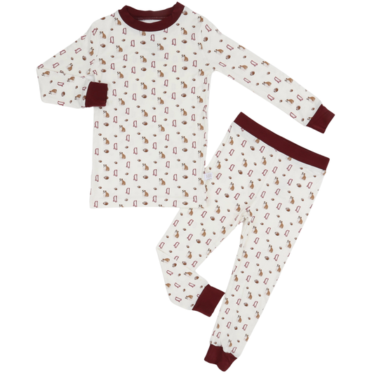 Boys Maroon Bulldog Loungewear Set