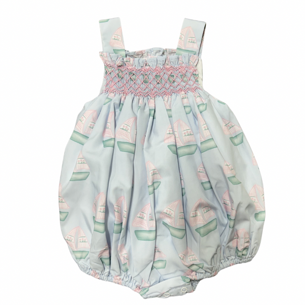 Girls Sailboat Smocked Bubble
