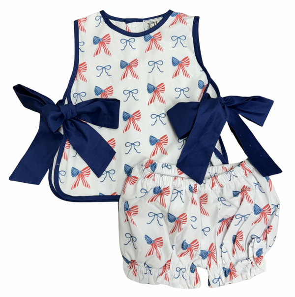 Girls American Bow Tie Set