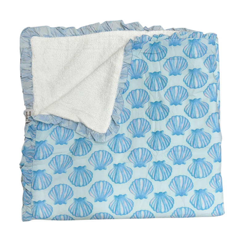 Girls Seashell Ruffle Beach Towel