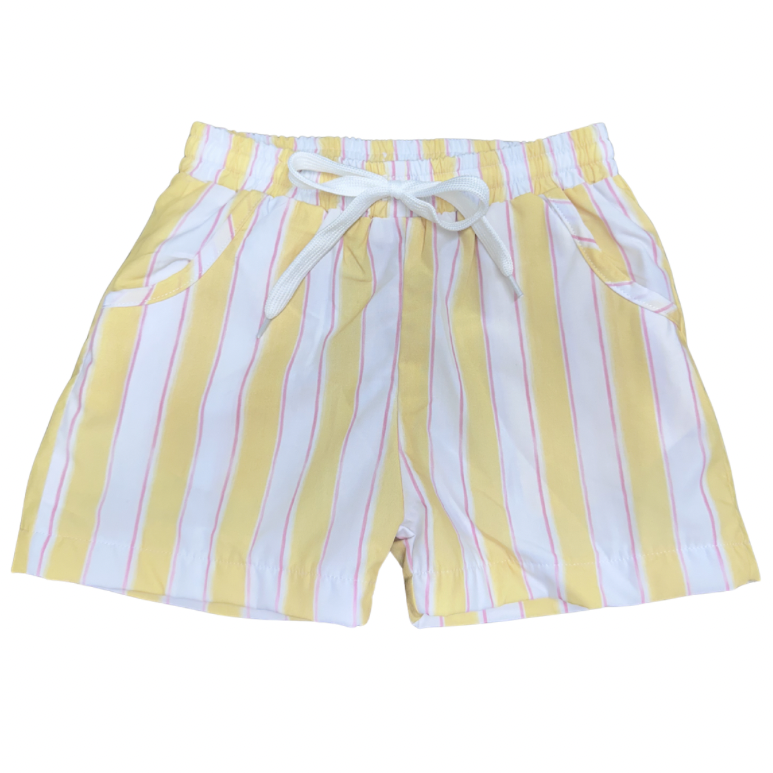 Boys Yellow Stripe Swim Trunks
