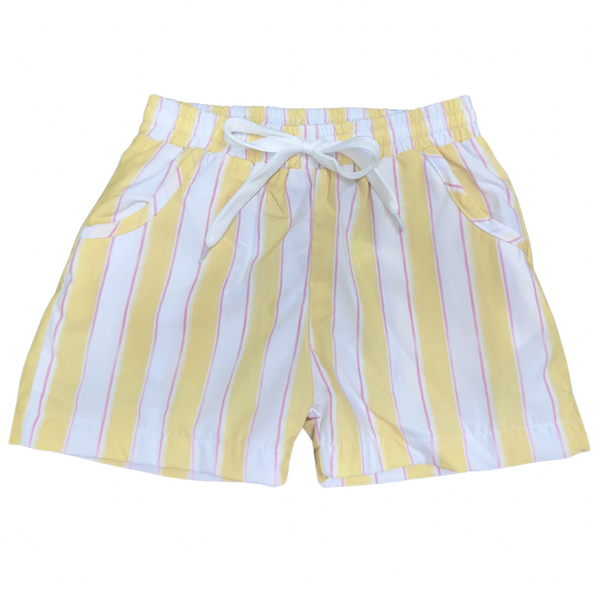 Boys Yellow Stripe Swim Trunks