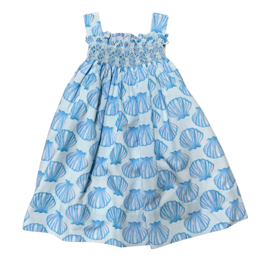 Girls Seashell Smocked Dress