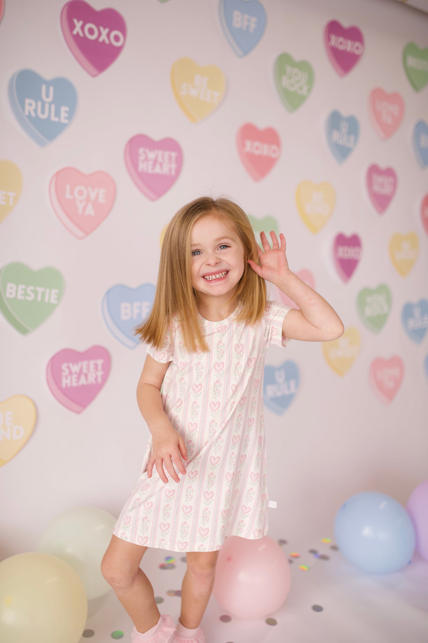 Girls Floral Hearts Bamboo Dress