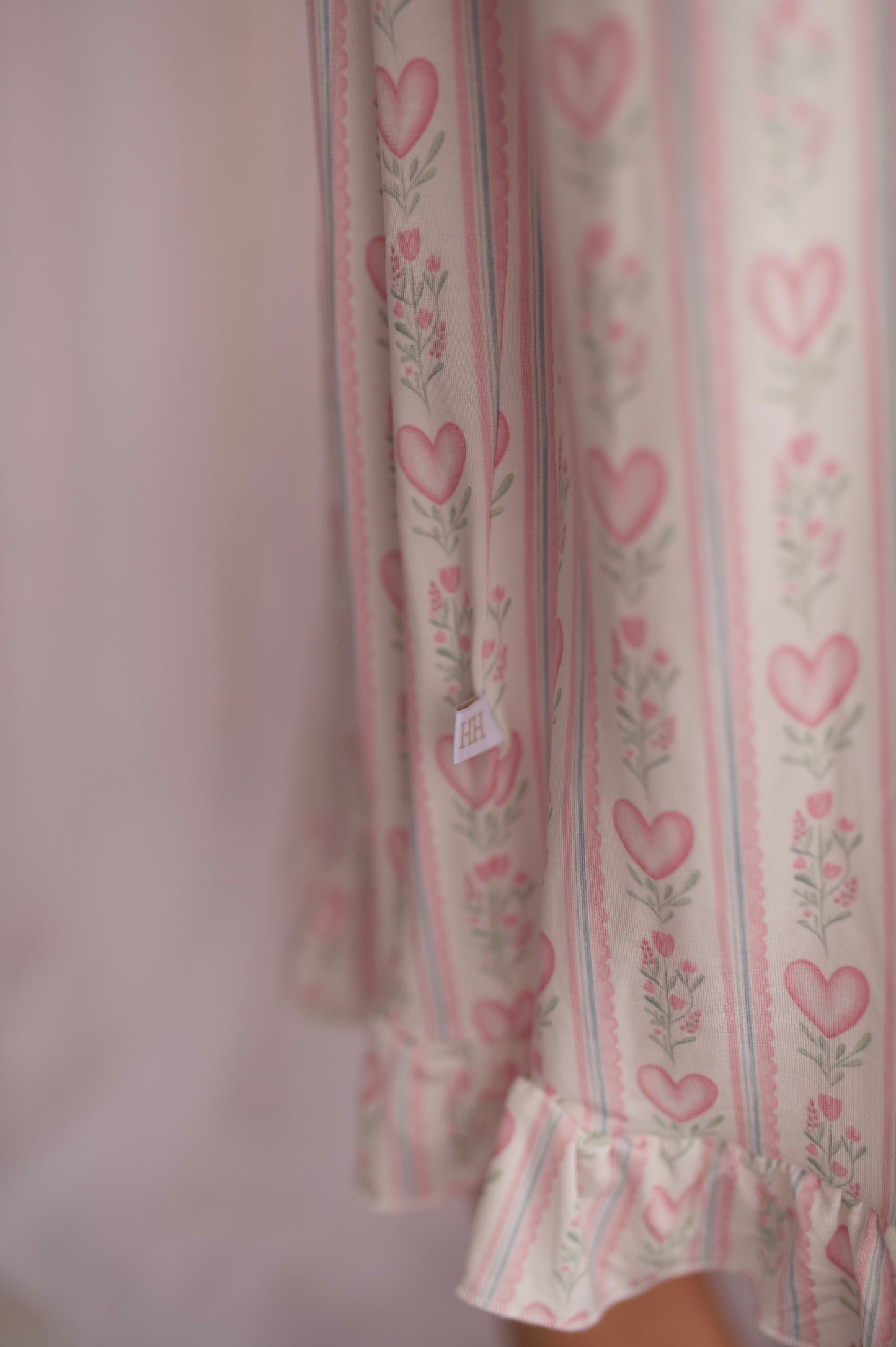 Womens Floral Heart Ruffle Sleeve Bamboo Nightgown