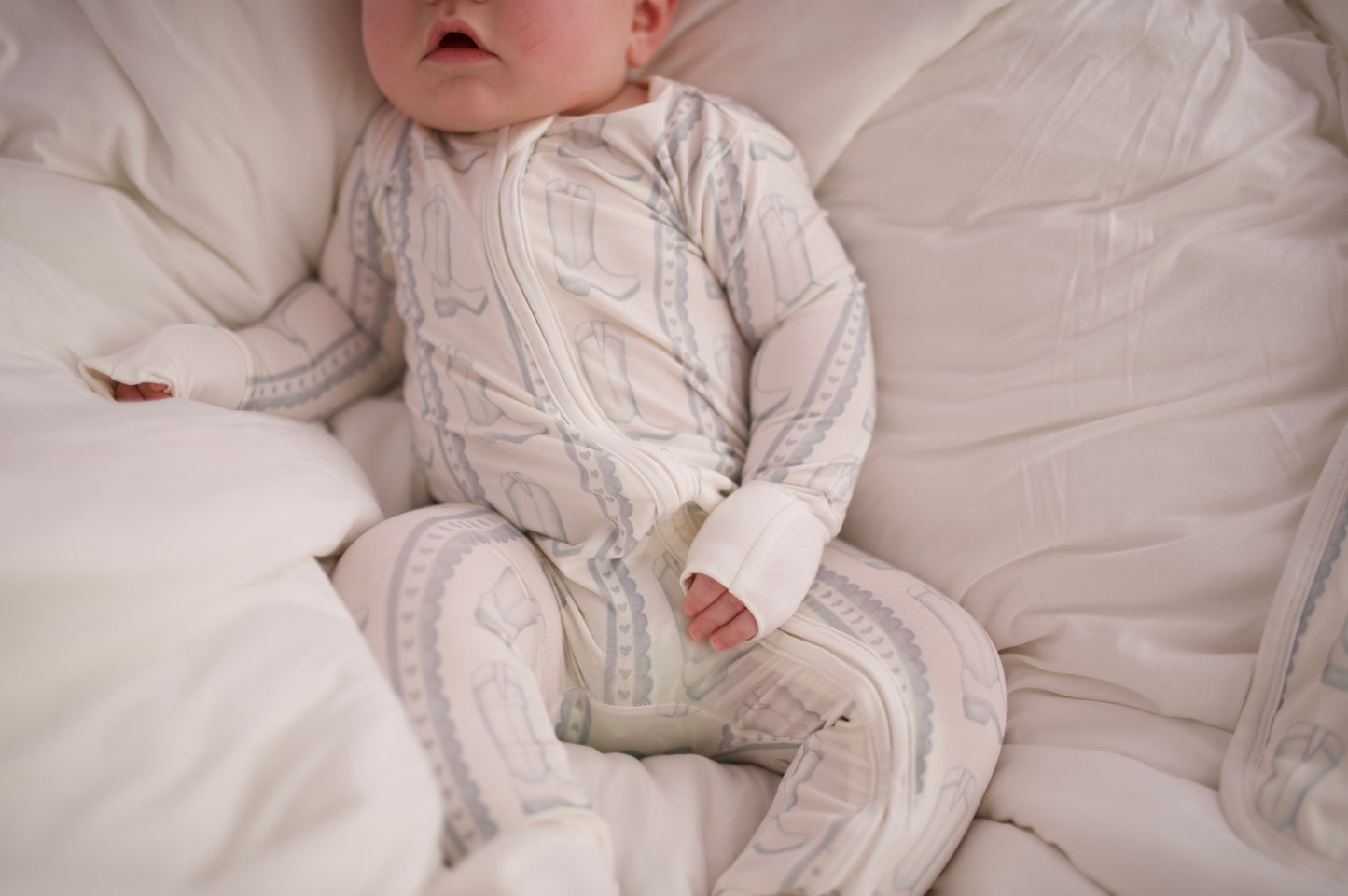 Boys Blue Heart Boot Double Zipper Romper