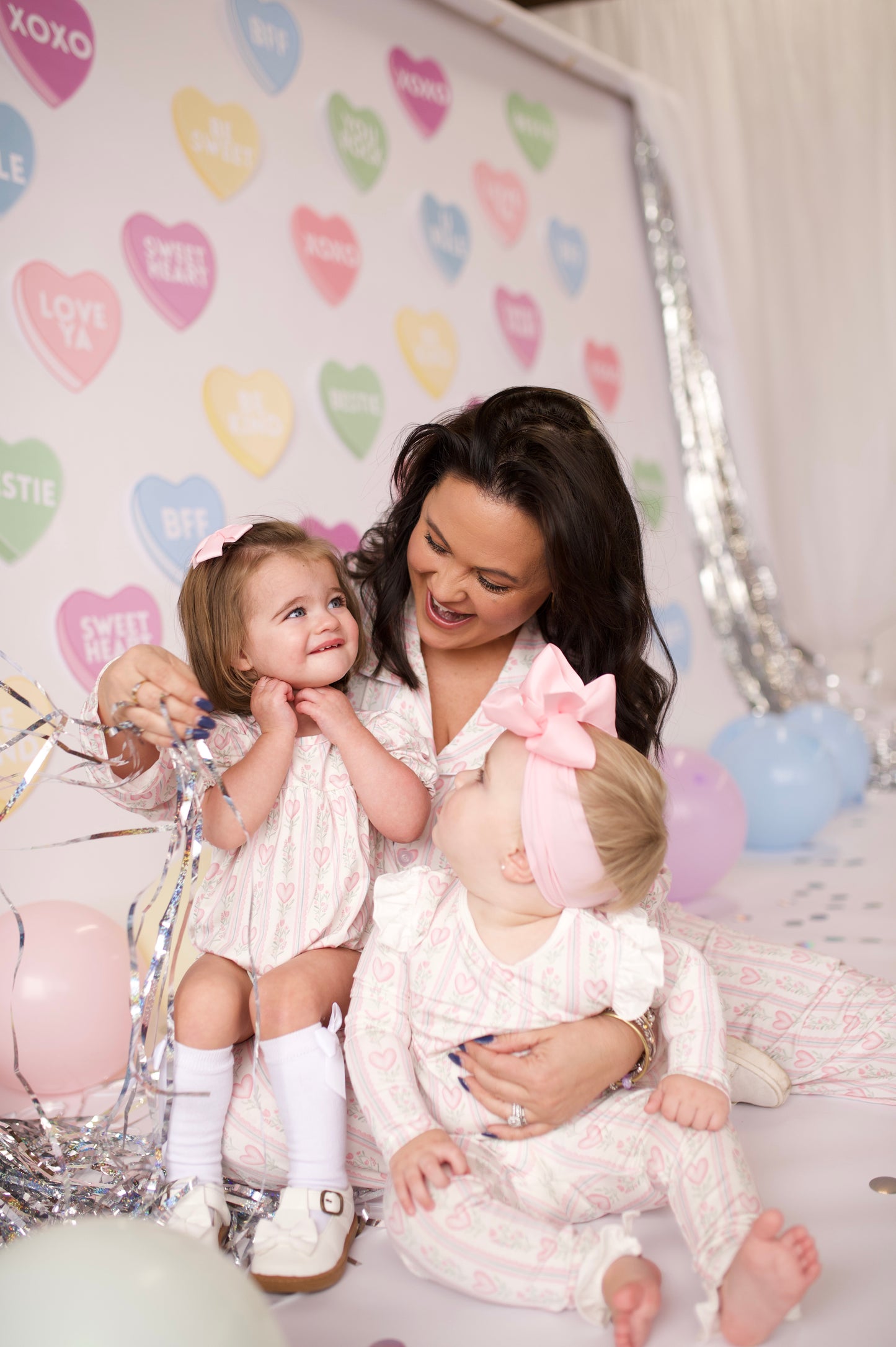 Womens Floral Heart Button Down Loungewear Set