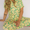 Womens Lemon Short Sleeve Button Down Pants Set