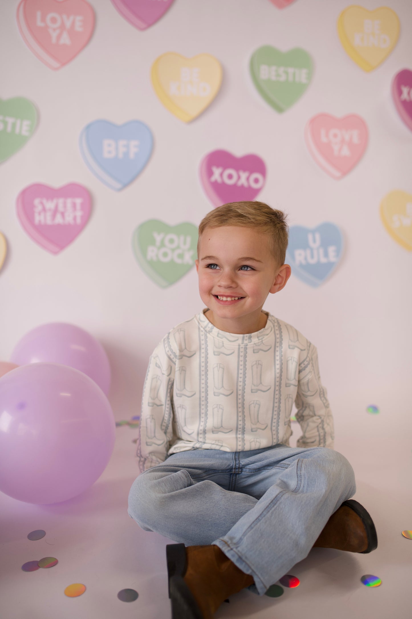 Blue Heart Boot Crew Neck