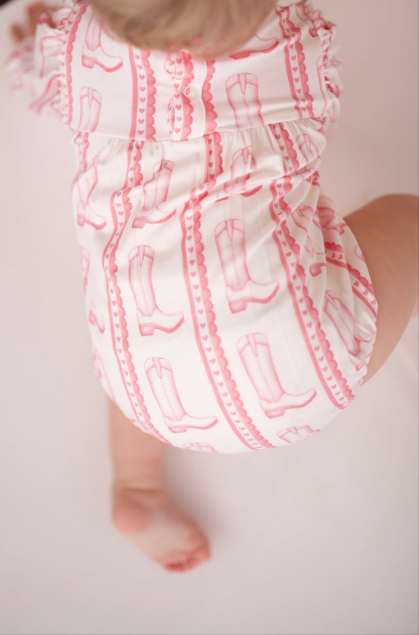 Girls LS Pink Heart Boots Bamboo Bubble