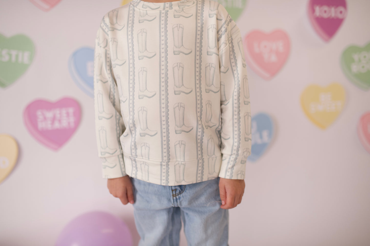 Blue Heart Boot Crew Neck