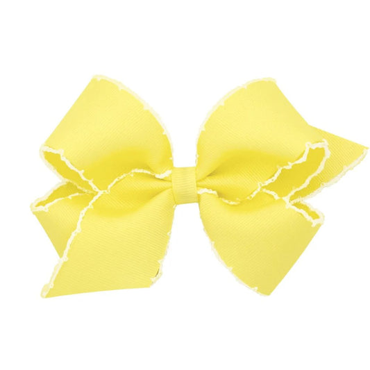 Medium Moonstitch Basic Knot Bow - Yellow and White